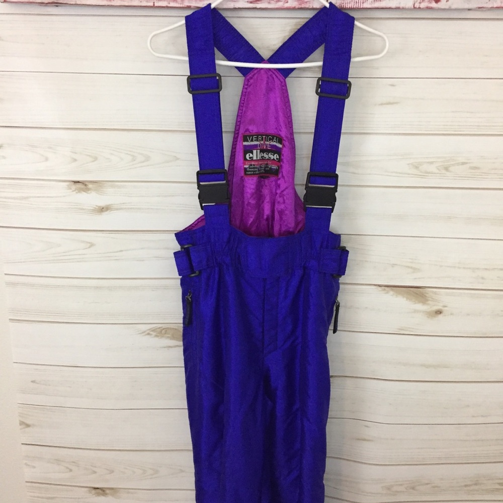 VTG Ellesse Purple & Pink Insulated Ski Bib Overalls - EUC